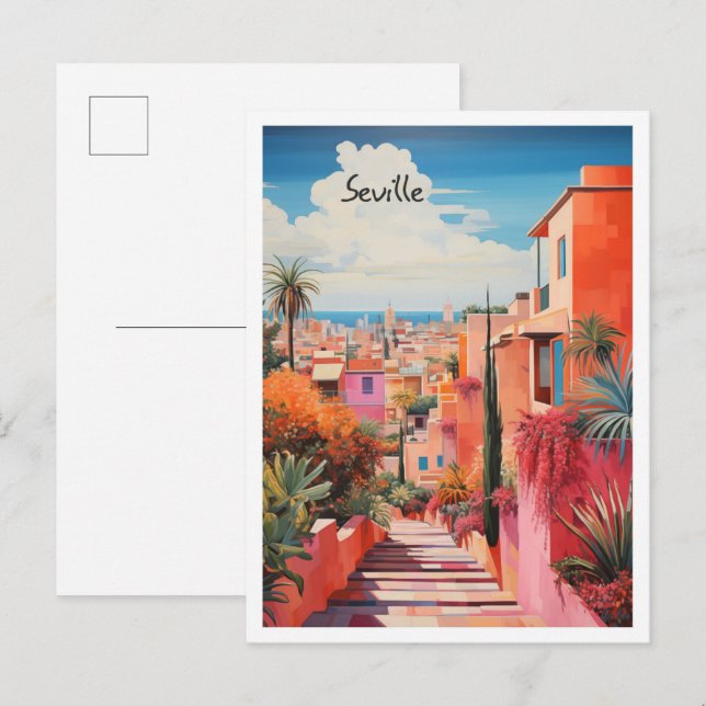 Postal Estética de viaje a Sevilla España (Anverso / Reverso)