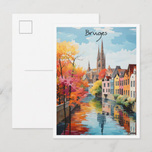 Postal Estética de viaje de Brujas Bélgica