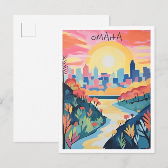 Postal Estética de viaje de Omaha Nebraska (Anverso / Reverso)