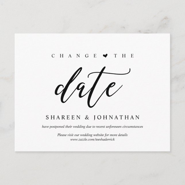 Postal Estética moderna, cambia la fecha, Fiesta pospuest (Anverso)