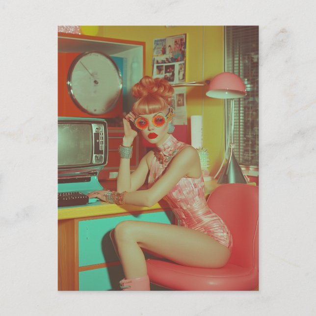 Postal Estética retro de vidrio futurista (Anverso)