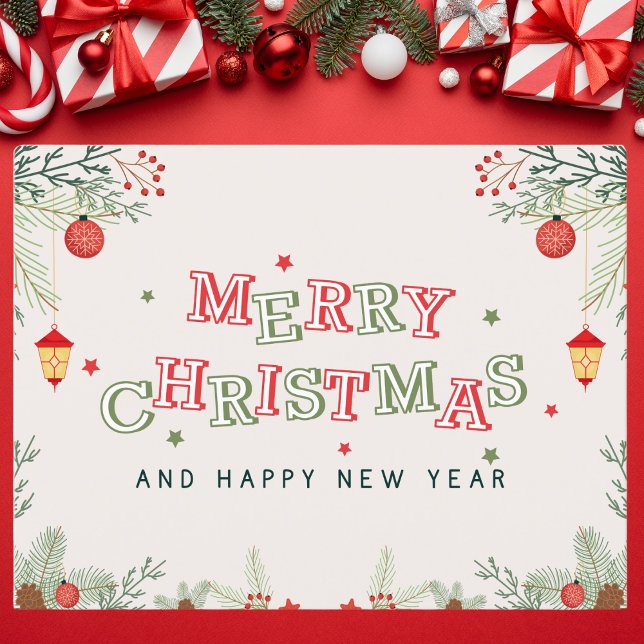 Postal Estética roja y verde Feliz Navidad (Subido por el creador)