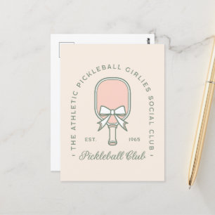Postal Estética rosa y verde del club de baloncesto