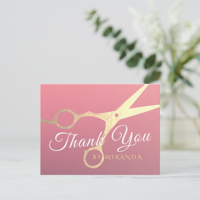 Postal Estilista de peinados Salón de maquillaje Tijeras  (Anverso de pie)