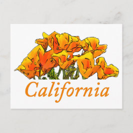 Postal Estilizado California Poppy Art, texto "California