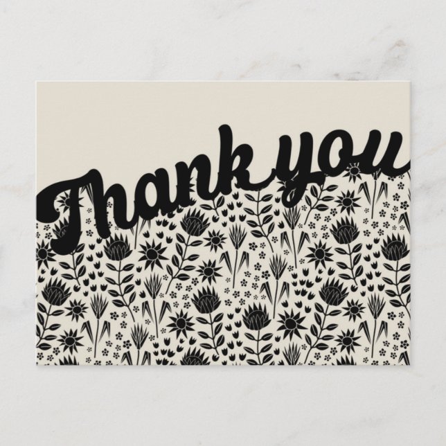 Postal Estilizado Protea Floral Millefleur Gracias (Anverso)