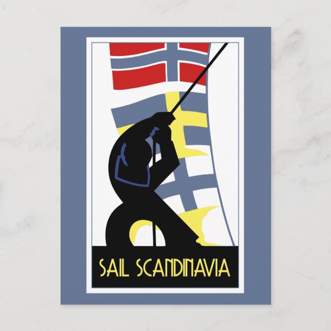 Postal Estilo Art deco vectorial retro Escandinavia (Anverso)