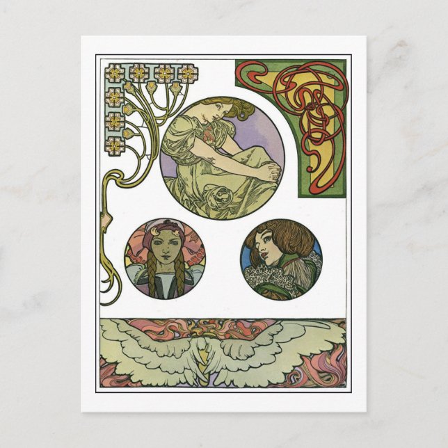 Postal Estilo Art Nouveau, mucha (Anverso)