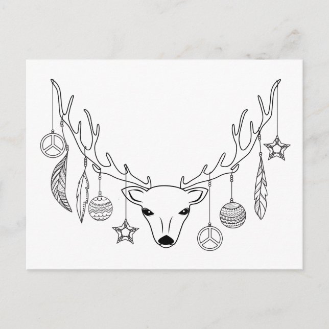 Postal Estilo boho de Deer antlers (Anverso)