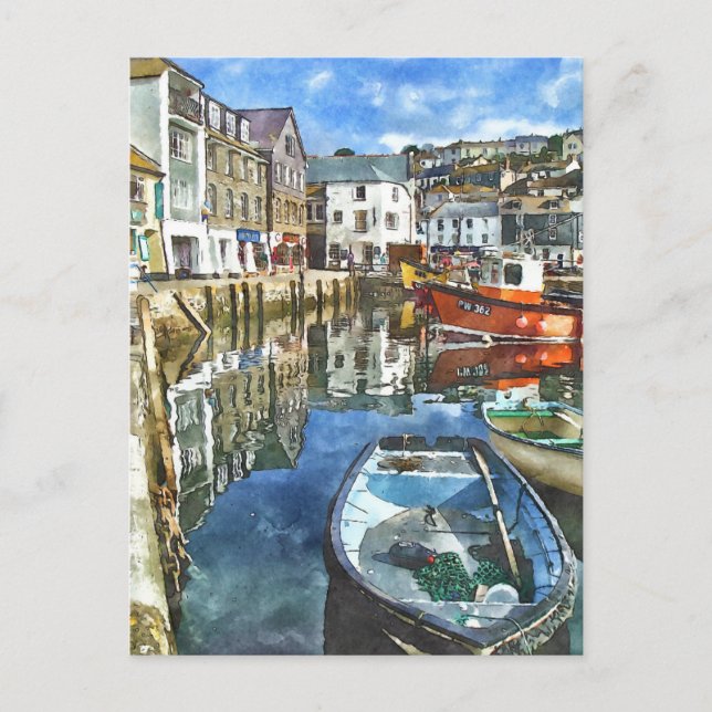 Postal Estilo de acuarela de Cornwall (Anverso)