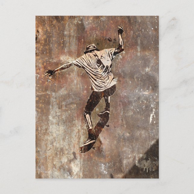 Postal Estilo de arte de la calle Skateboarder (Anverso)