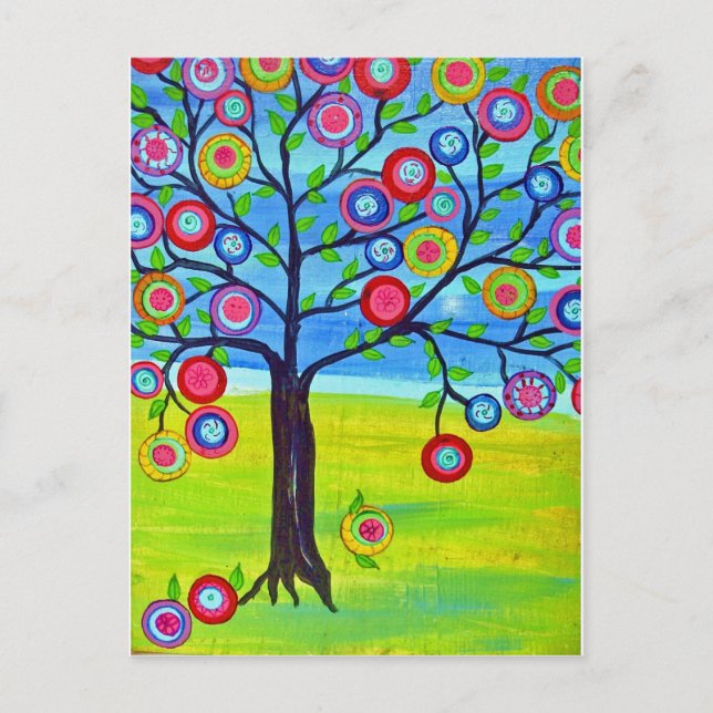 Postal Estilo de arte folclórico mexicano Árbol de vida (Anverso)