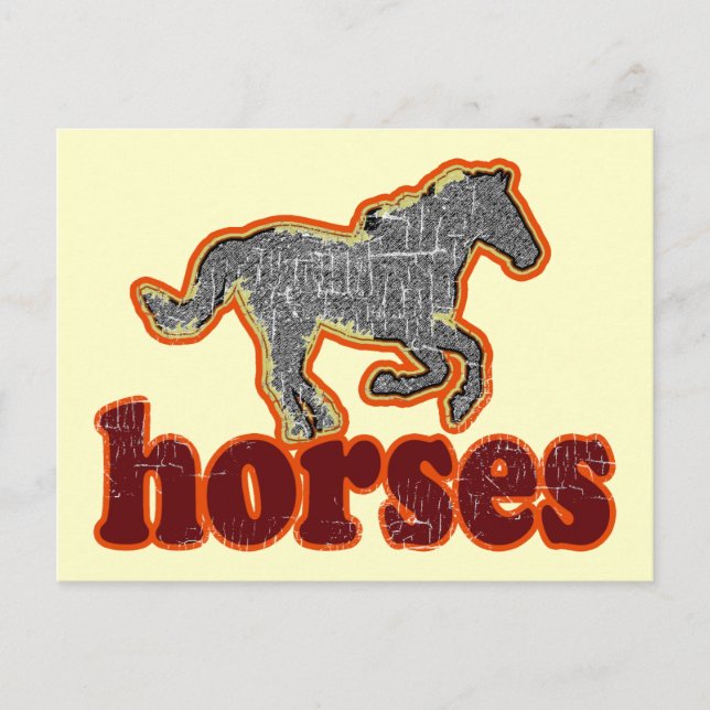Postal estilo de campo animal de caballos (Anverso)