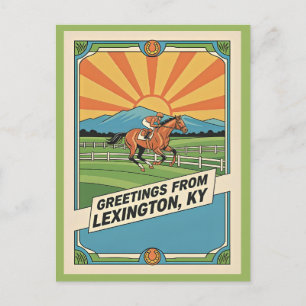 Postal Estilo de carreras de caballos de Lexington Kentuc