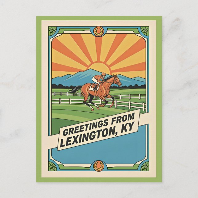Postal Estilo de carreras de caballos de Lexington Kentuc (Anverso)