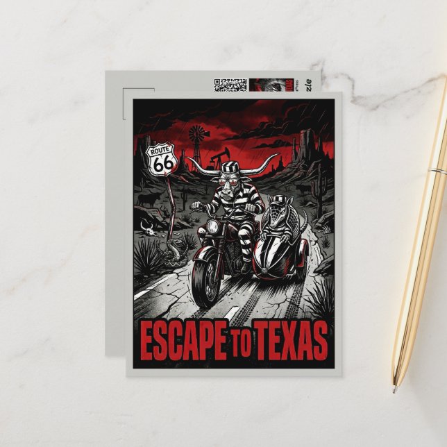 Postal Estilo de cine negro viaje a Texas (Anverso/Reverso In Situ)