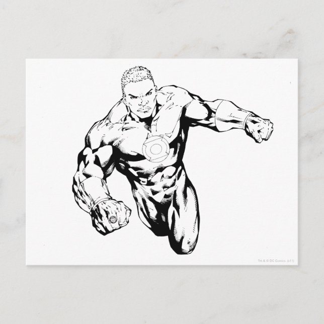 Postal Estilo de cómic - Linterna verde, negro y blanco (Anverso)