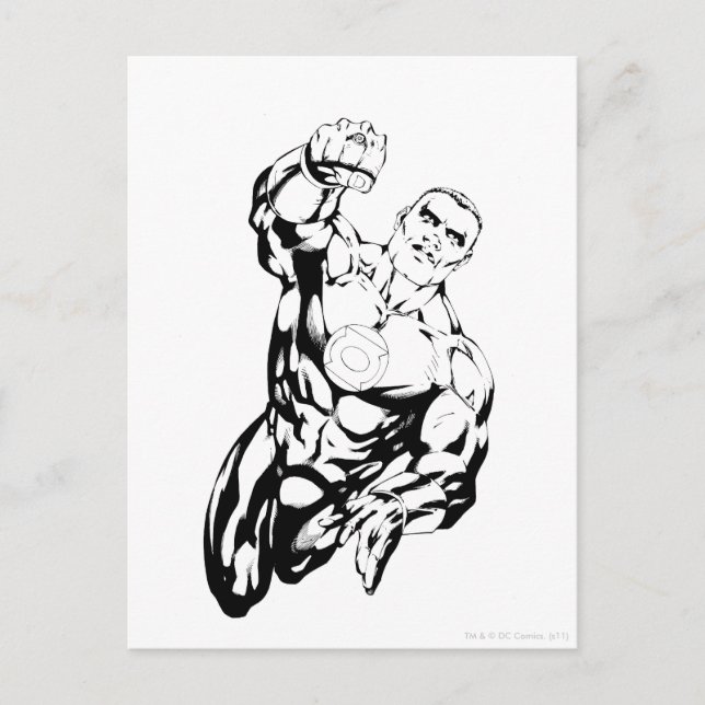 Postal Estilo de cómic - Volando hacia arriba, negro y bl (Anverso)