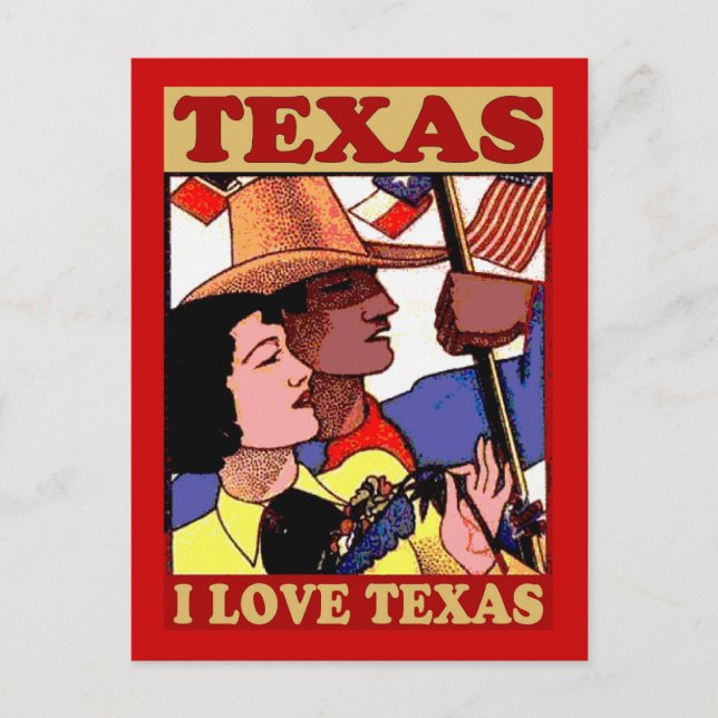 Postal Estilo de cosecha que amo Texas (Anverso)