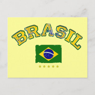 Postal Estilo de fútbol de la bandera de Brasil