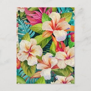 Postal Estilo de pintura al óleo floral tropical