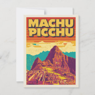Postal Estilo de póster de viaje retro de Machu Picchu