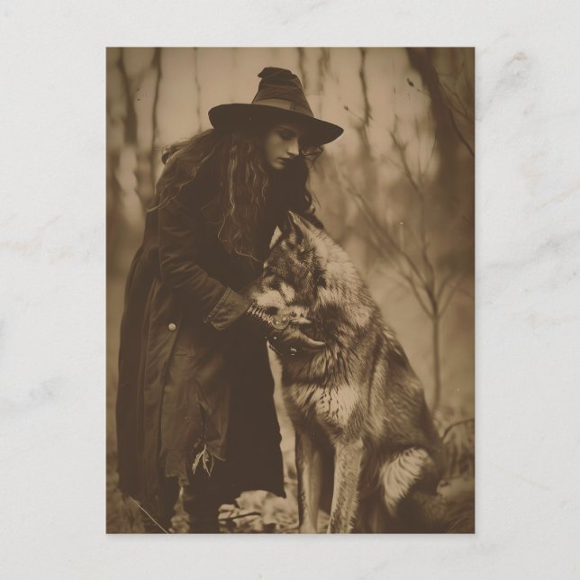 Postal Estilo de retrato de la bruja victoriana Sepia 4 (Anverso)