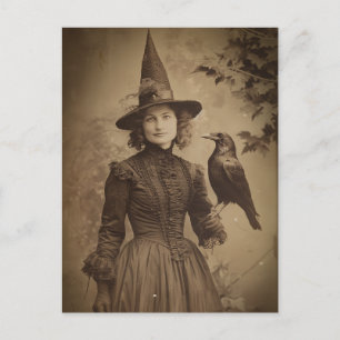 Postal Estilo de retrato de sepia de bruja victoriana 5