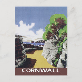 Postal Estilo de viaje vintage de Cornwall England