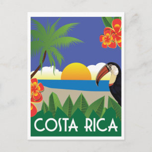 Postal Estilo de viaje vintage de Costa Rica