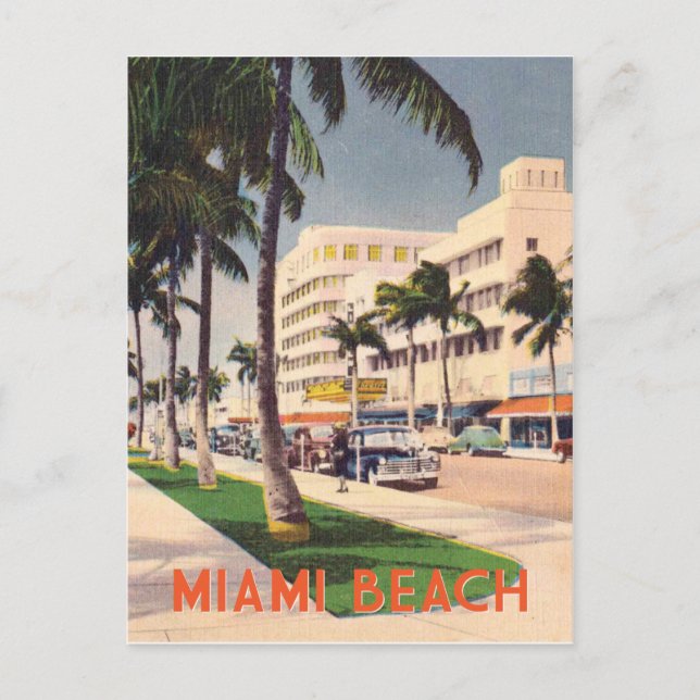 Postal Estilo de viaje vintage de Miami Beach (Anverso)