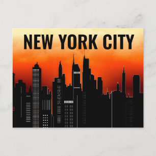 POSTAL ESTILO DE VINTAJE DE LA CIUDAD DE NUEVA YORK SUNSE