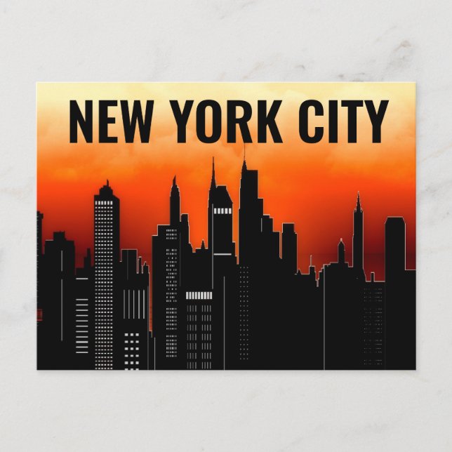 POSTAL ESTILO DE VINTAJE DE LA CIUDAD DE NUEVA YORK SUNSE (Anverso)