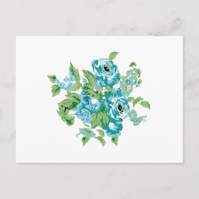 Postal Estilo Decorativo, Mint Cream, Azul Fuente, Verde  (Anverso)