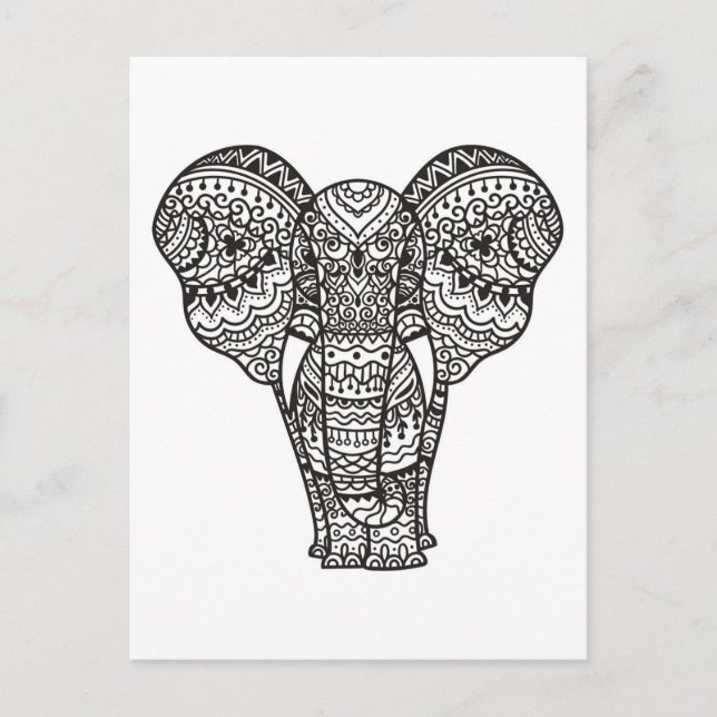 Postal Estilo elefante decorativo (Anverso)