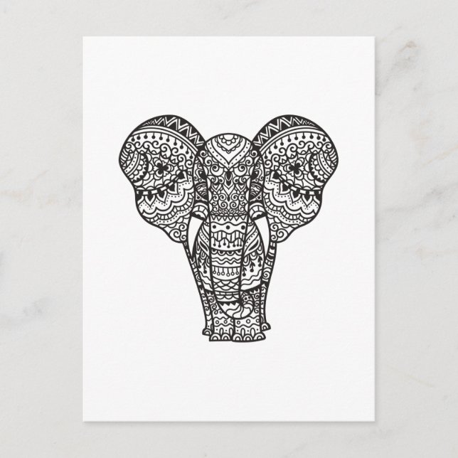 Postal Estilo elefante decorativo (Anverso)