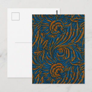 Postal Estilo hoja de acanto botánico azul verdoso Willia