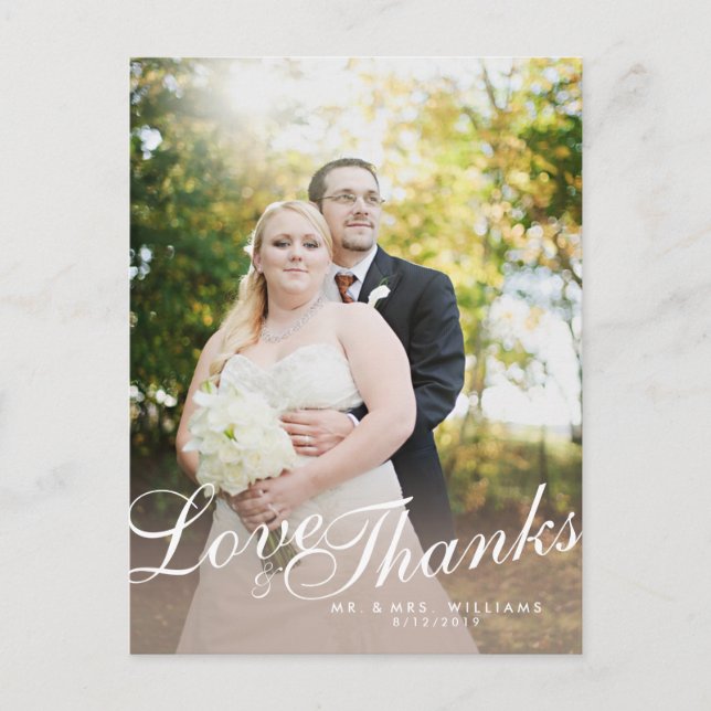 Postal Estilo Ligero Moderno Script Amor Gracias Postcard (Anverso)