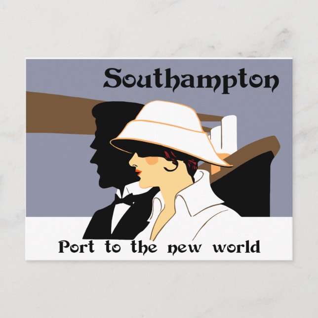 Postal Estilo marino naval retro y Southampton (Anverso)