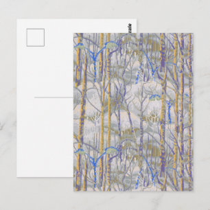Postal Estilo Moderno de Mitad de Siglo Patrón de Bosque 