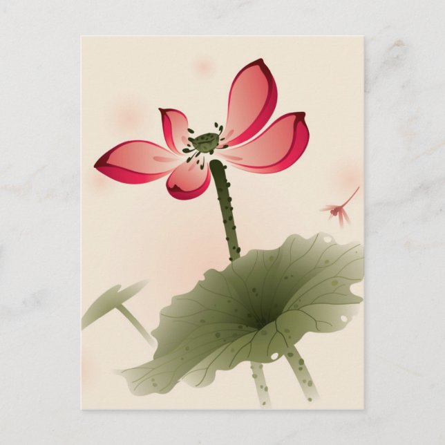 Postal Estilo oriental Lotus (Anverso)