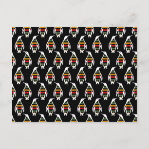 Postal Estilo retro Colores pingüinos vintage amante anim