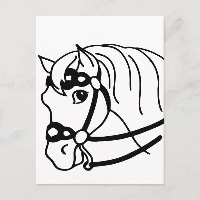 Postal Estilo retro de cabeza mínima de caballo Arte anim (Anverso)