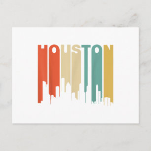 Postal Estilo retro de la silueta de Houston Texas de los