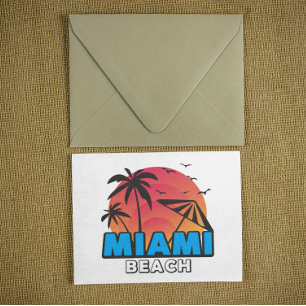 Postal Estilo Retro Viaje a Miami Beach 