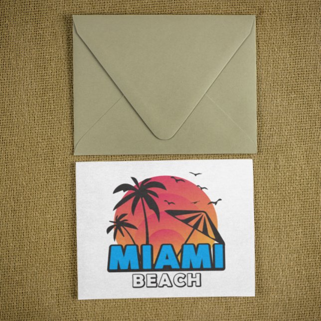Postal Estilo Retro Viaje a Miami Beach  (Stylish Vintage Miami Beach Travel Postcard)