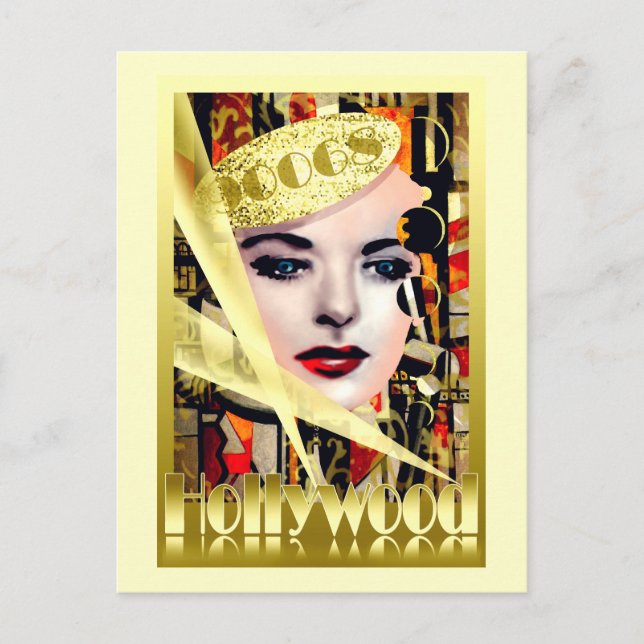 Postal Estilo retro vintage de Hollywood (Anverso)