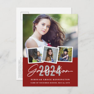 Postal Estilo Rojo Moderno De Graduación A Cualquier Año 