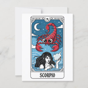Postal Estilo tarot de Ilustracion zodiaco de Scorpio