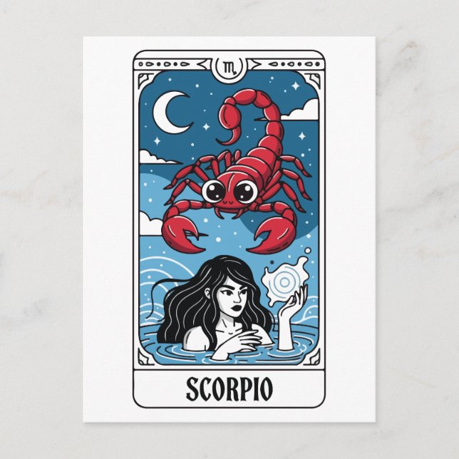 Postal Estilo tarot de Ilustracion zodiaco de Scorpio (Anverso)